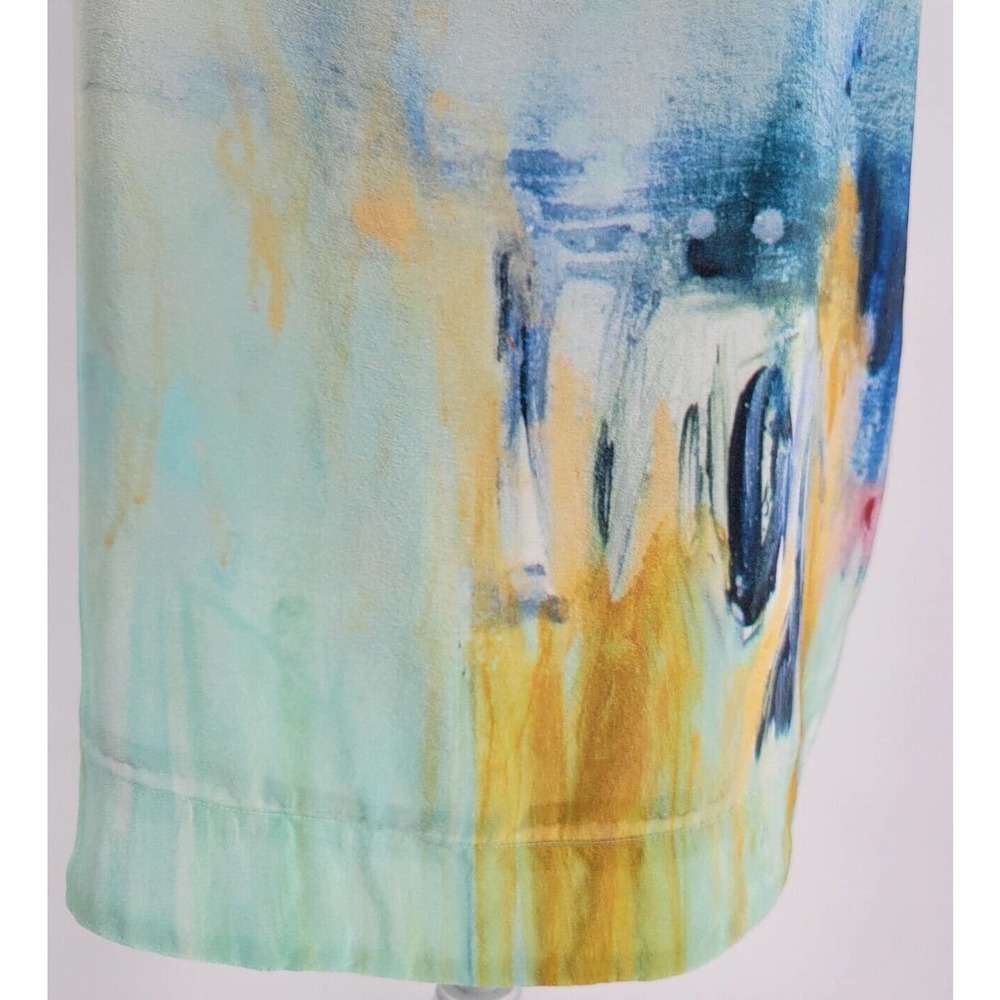 Anthropologie Maeve Painted Silk Watercolor Claire Desjardins Small Mini Dress - Picture 8 of 11